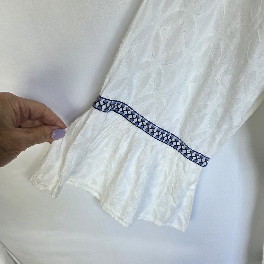 NWT Tommy Bahama XL White Cotton Clip Embroidered Tier Dress Tassel Boho - Picture 6 of 10